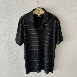 Under Armour Men's Polo with Black and Gray Stripes
